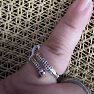 Gold plated Blue and Silver Ring size 8